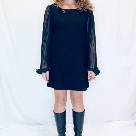 1960s Chiffon Angel Sleeve Mod Dress - Picture 6 of 8